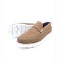 Men's Premium light brown suede Loafers with Stylish White Sole | Lightweight & Comfortable. 