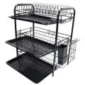 Dish Drying Rack With Utensil Holder And Dish Drainer For Counter (Black). 