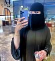 short saudi niqab 8*12 size with bukram arbi and balochi style  naqab short niqab for hijabi girls and women in  formal chiffon korean fabric. 