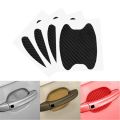 4Pcs/Set Car Door Handle Sticker Carbon Fiber Scratches Resistant Cover Auto Handle Protection Film Exterior Styling Accessories. 