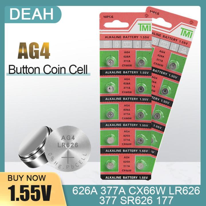 AG4 LR626 1.55V Alkaline Batteries 177 SR626 626A 377A CX66W For Watch Car key Remote Control Toys Calculator Button Coin Cell