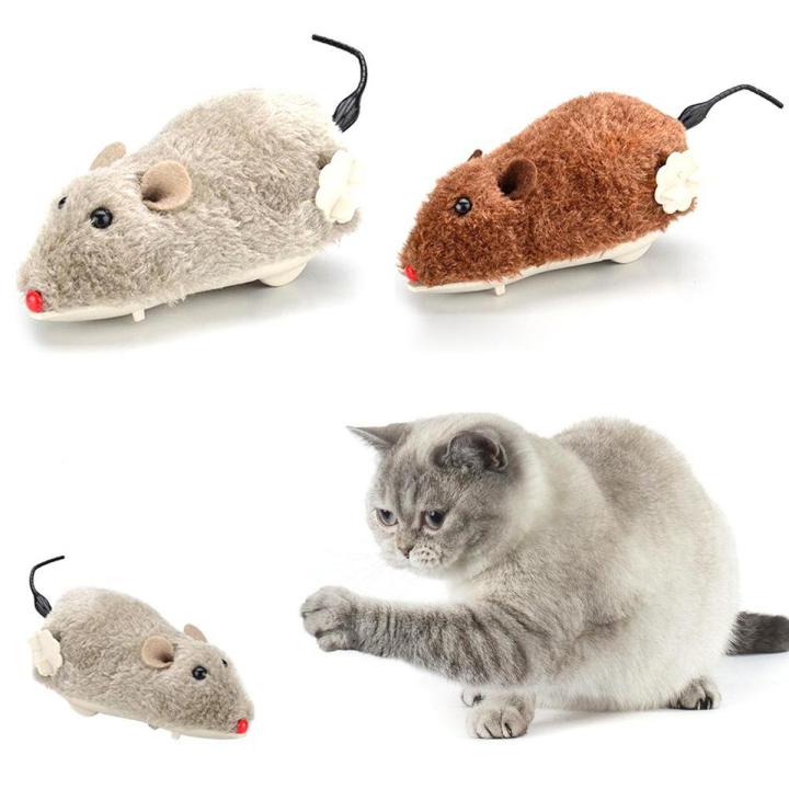 Pet Dog Cat Plush Funny Toy Mouse Animal Clockwork Wind Up Running Play Gift