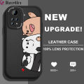 Jizetin for Redmi Note 11 / Note 11S Back Cover Funny Bear Lambskin Texture PU Leather Back For Girls Boys Soft Phone Case. 