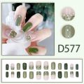 24Pcs French With Drill Pearl Fake Nails Press On Nail Tips Artificial Full Cover Cute Bow Wearing False Nails Fashion Popular Stick on Nails Cute Artificial Nails for Girls Cat Eye Nails. 