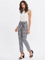 stylish check print trouser tie belt. 