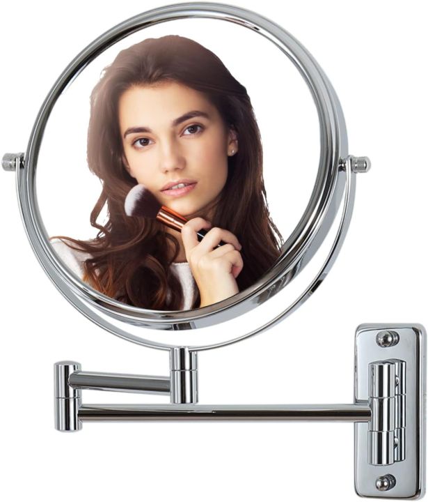Mirror Magnifying Mirror LED and Non LED Both available 3X Zoom In Silver, Black, gold Full Adjustable Wall Mounted Makeup Mirror Two Side Double Magnifying Mirror 1 side Simple 2 side with 3X Magnification, 8 Inch Vanity Makeup Mirror for Bathroom  Zoom: