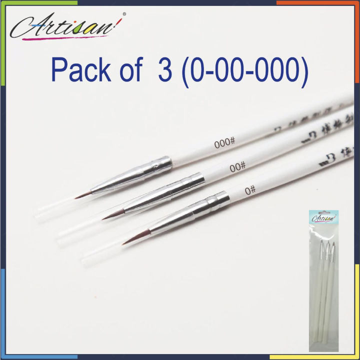 Artisan 3Pcs Paint Brushes Artist Water Color Series All Brush Sizes 0,00,000