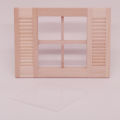 Dollhouse Window Frame Unique Portable Wood Miniature 4-Pane Shutters Window Model for 1/12 Doll House. 