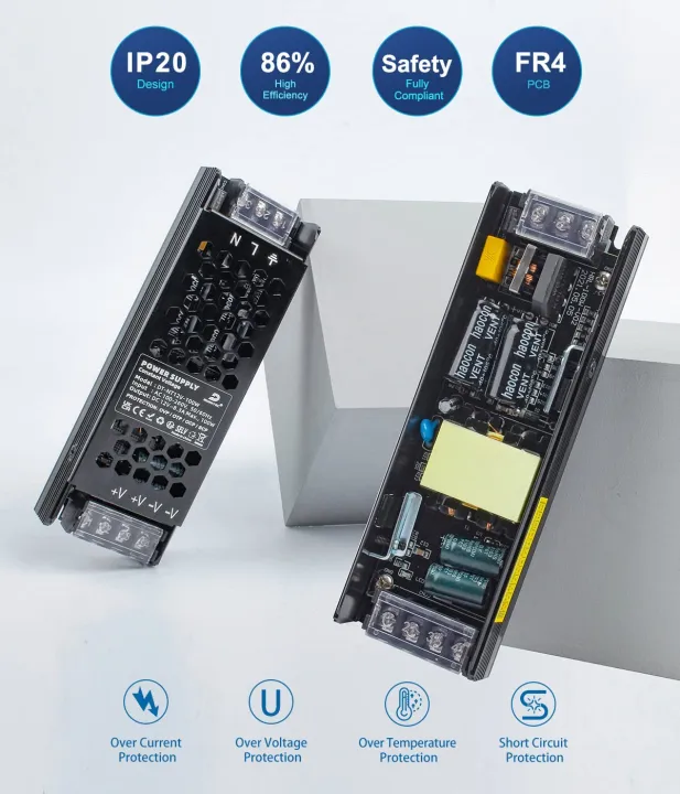 DUSKTEC%20LED%20Driver%2012V%20100W%20LED%20Transformer,%20Slim%20LED%20Power%20Supply%208.33A,%20AC%20240V%20to%2012V%20DC%20Constant%20Voltage%20Adapter,%20for%20LED%20Strip%20Light%20Cabinet%20Lights%20G4%20MR11%20MR16%20LED%20Bulbs%20-%20Image%202