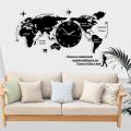 Wooden World Map Wall Clock - Wooden Wall Clock Large Modern Design 3D Stickers Hanging Clock Decorative Watch Silent Wall Clocks World Map Home and Offices, 3D Design Self Adhesive. 