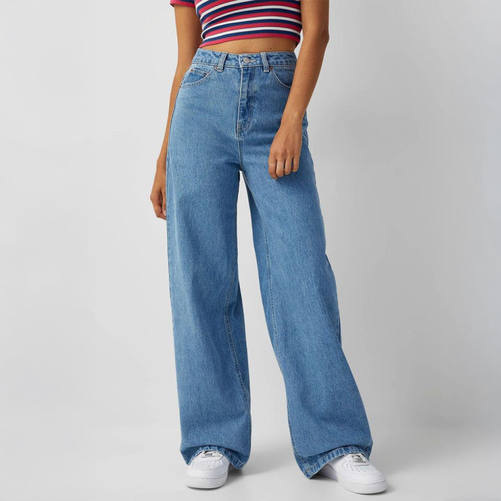Women's High Waist Wide Leg Denim Jeans - Relaxed Fit, Durable Fabric ...
