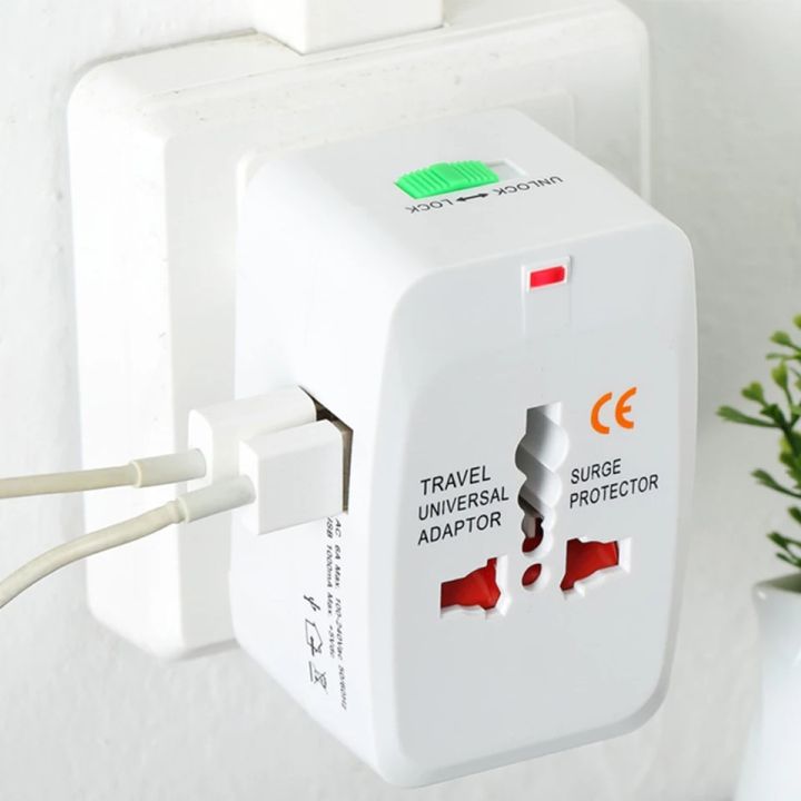 Universal Multi Travel Adapter Plug with 2 USB Charging Ports, Travel Mobile Wall Charger
