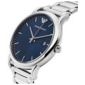 Emporio Armani Silver Steel Strap Blue Dial Men's Watch- AR11089. 
