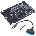 M.2 NGFF or MSATA to SATA 3.0 Adapter USB 3.0 to 2.5 SATA Hard Disk 2 in 1 Converter Reader Card with Cable for PC Laptop. 