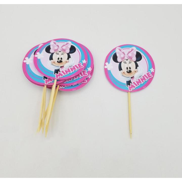 MINNIE MOUSE THEME CUPCAKE TOPPER - PACK OF 10 CUPCAKE TOPPERS - MINNIE MOUSE CUPCAKE TOPPERS