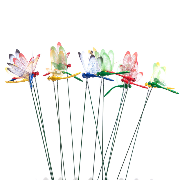 24Pcs 3D Dragonfly Garden Decor Dragon Fly Garden Stakes Dragonflies Garden Ornaments