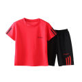 2 Pcs Children Boys Suits Short-sleeved T-shirt + Shorts Quick Dry Sports Clothes Set color:2103 short-sleeved suit red baby age:3-4year size:110 yards. 