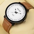 Miler Watch Men Sports Watches Brown Leather Band Analog Quartz Wristwatches. 