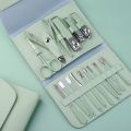 Professional 16pcs Manicure Set Stainless Steel Nail Clipper Set Nail Scissors Tweezer Foot Hand Care Tools Grooming Kit with PT Leather Casing. 