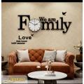 We are Family with Birds Wooden Wall Clock for Home and Offices, 3D Design Self Adhesive - GIFT City. 