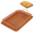 Oven Baking Tray 2 Piece Nonstick Copper Crisper Tray And Basket For Baking And Crispy Food Air Fryer Tray Kitchen Accessories. 