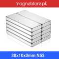 5Pcs Neodymium Magnet 30mm×10mm×3mm N 52 Available in Pakistan. 