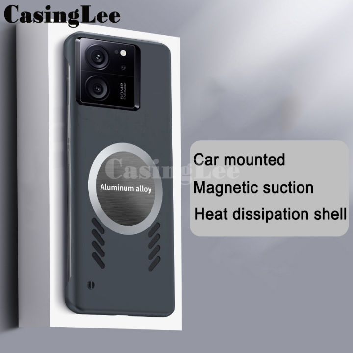 For Xiaomi 13T case Ultra Thin Frameless Case Matte Adsorption Metal Heat Dissipation Ring Cover For Mi Xiaomi 13T Pro Back Cover Phone cases