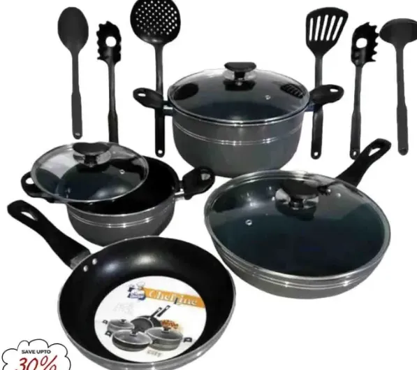 ORANGLES Non Stick set Kitchen Accessories Cookware Set - 13 Pcs CF (Marriage Gift Set) - high resolution display - exposing craftsmanship - Image 2 of 2 | built for everyone | Non Stick set Kitchen Accessories Cookware Set - 13 Pcs CF (Marriage Gift Set) for sale Georgia | Free Shipping ORANGLES