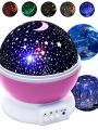 Star Projector Night Light for Kids – Rotating Galaxy Ceiling Lamp with LED Color Changing – Type-C & Battery Operated – Bedroom & Nursery Decoration. 