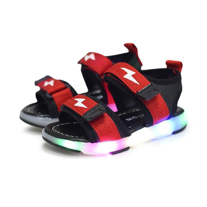 Children Baby Boys Lightning Led Light Luminous Run Sport Sandals Sneakers Shoes