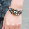【HOT】 Evil Eye Bracelets For Men Women Vintage Leather Rope Cool Adjustable Layered Bracelet Charm Turkey Jewelry Halloween Cosplay. 