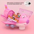 Musical Airplane With Lights And Music Cartoon Airplane With Bump And Go Toy Aeroplane 3d Lightning With Poems Available In 2 Colours Blue & Pink - Best Gift For Toddlers , Kids - Boys And Girls. 