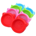 Cat Shaped - Double food bowl - Multi Colour - For Water and Food Good Quality - Washable - Plastic. 