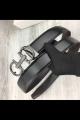 leather belt with small double aa buckle originalfor men and women. 