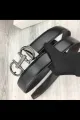 leather belt with small double aa buckle originalfor men and women. 