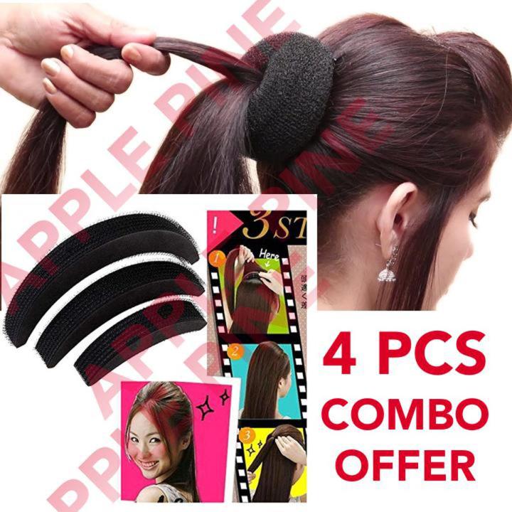 Set Of 3 Hair Moon Shape Puff And Donut Bun Hair DIY Volume Increase Puff Sponge Pad Bump Up Insert Base