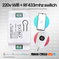 220V Smart WIFI+RF remote control AC switch 10A 2200W 1ch 1gang Home automation 433mhz support timer & schedule, inching mode-push button mode google assistan amazon alexa. 