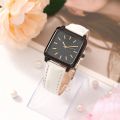 Square Minimalist Watch College Style Quartz Watches Vintage Elegant Thin Synthetic Leather Strap Wrist Watch. 