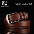 LouisWill Men’s Belt Genuine Leather Belt For Jeans Men Fashion Design Belt Pin Buckle With Leather Strap 120cm Adjustable Length Belt Business Dress Male Belt. 
