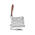Leather Hand Grip Pets Walking Chain Leash - 5 ft ( Borwn ). 