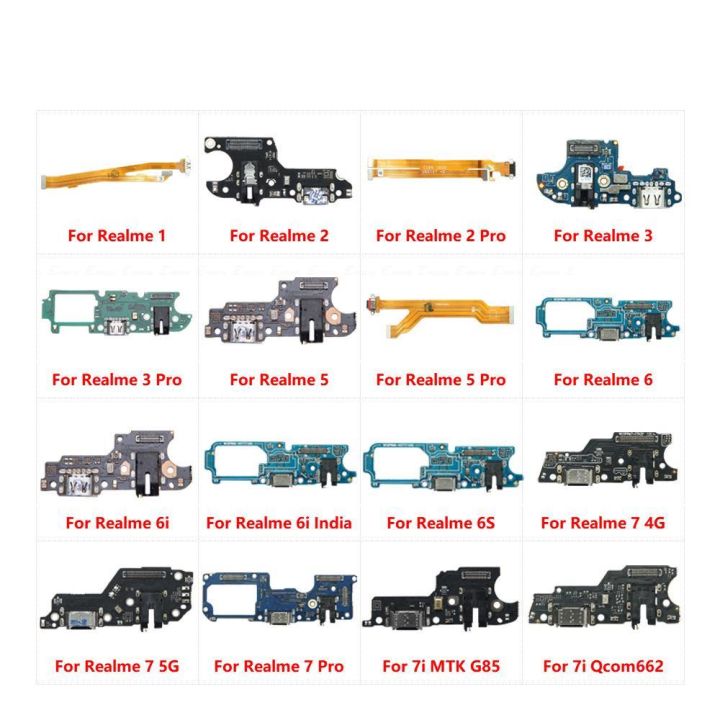 USB Charging Port Dock Plug Connector Charger Board Flex Cable Parts For OPPO Realme 1 2 3 3i 5 5s 5i 6 6i 6S 7i 7 Pro 4G 5G