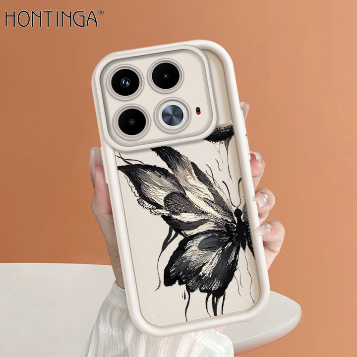 Hontinga for Infinix Note 40 Back Cover black butterfly Pattern Ladder Soft Camera Protection Rubber Phone Case for Girls