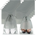 Pack of 12 - Travel Shoes Storage bag with clear window non-woven with PVC Bag. 