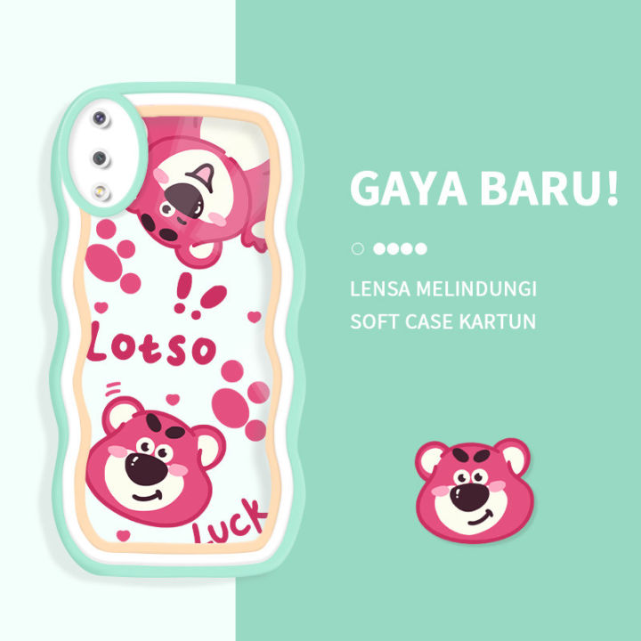 Linemond Cartoon Strawberry Bear case for Samsung Galaxy A02 A03 Core A03S A04 A04S A10 A10S A11 A12 5G A13 4G A14 A20 A20S A21S A22 A23 A24 case,With full cover camera protection