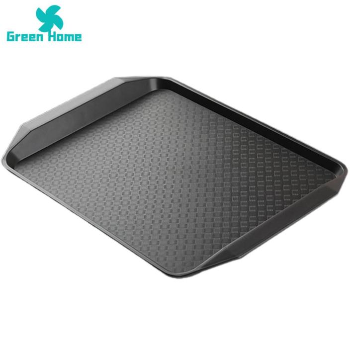 Green Home Desktop Storage Plate Scentless Chinese Style Plastic Rectangle Food Tray