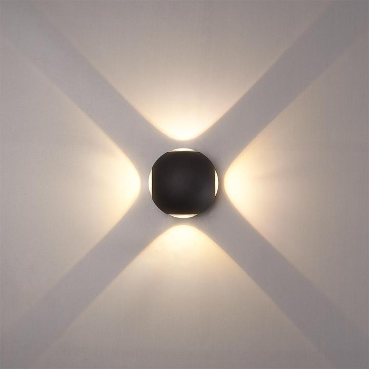 LED COB 4 Sided Wall Lamp Outdoor Wall Light IP65 Waterproof Black