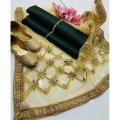 Duppatta Net mirror Work 4 Side gotta Less BorderShirt Kattan Silk Plan Trouser Khatan Silk Plain with Neckline gift with Khusa gift. 