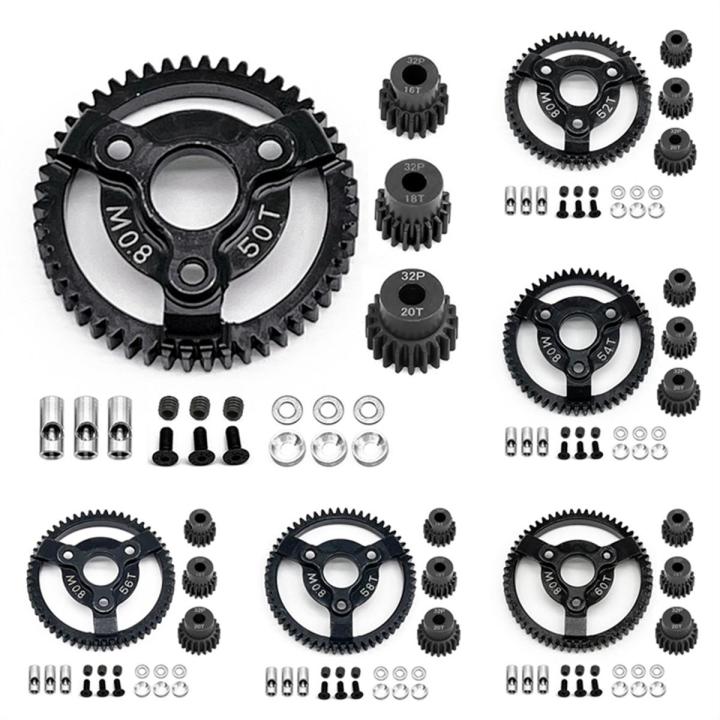 Steel 0.8M 32P Spur Gear with Pinion Gear for Traxxas Slash 2WD VXL Bandit Rustler Stampede Drag Slash Accessories ,58T