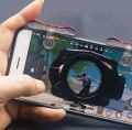 PUBG Mobile Phone Gaming Trigger Fire Button Shooter Controller PUBG Gamepad Red Silver. 