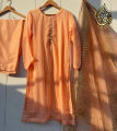 Chiffon New Arrival KAMEEZ SHALWAR  Front Loppi Hand Stitched Button Long Chiffon Shirt With Embroidered Dupatta 3Pcs  TAHI. 